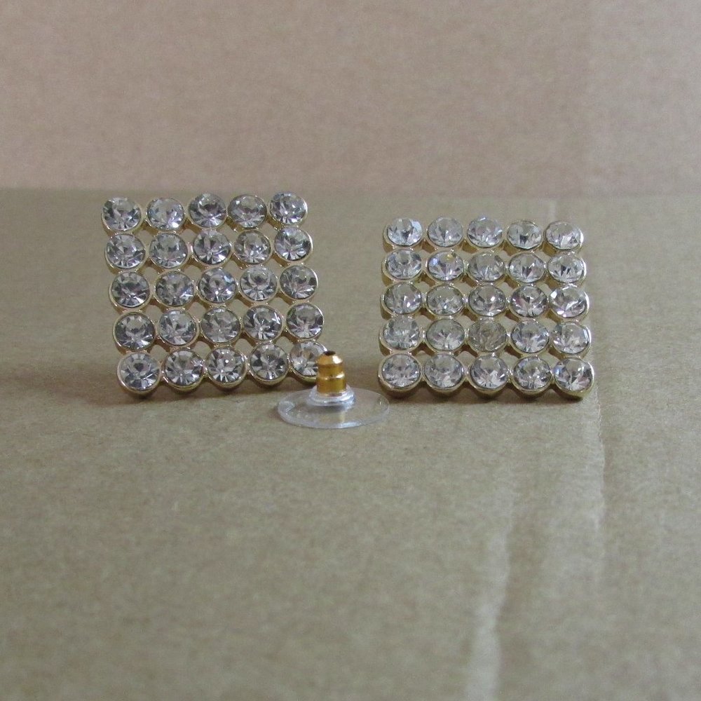 Square Rhinestone Earrings  (pierced) NWOT
